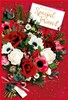 Friend Christmas Card - Bunch of Red & White Roses with Gold Foil 9" x 6"