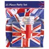 25 Piece Union Jack Tableware Party Set - Tablecover Napkins Plates Cups