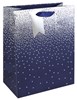 Large Male Gift Bag - Blue with Silver Foil Stars & Gift Tag 13x10.5"