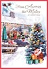 Across the Miles Christmas Card - Xmas Tree & Pub Glitter Silver Foil 7.5x5.25"