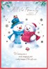 To All the Family Christmas Card - Snowman Couple with Robins & Foil 7.5x5.25"