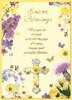 Easter Religious Blessings Card - Yellow Purple Flowers with Cross and Foil 7x5"