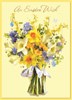 Easter Wishes Card - Spring Daffodils Blue Flowers with Gold Foil Writing 7x5"