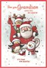 Grandson Christmas Card - Santa sleigh penguin snowman with red Foil 7.5x5.25"