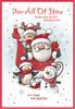 All Of You Christmas Card - Santa & Friends in Sleigh with Red Foil 7.5x5.5"