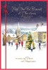 Blessings at Christmas Card - People outside Church at Night Foil 7.75x5.25"