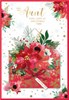 Aunt Christmas Card - Red Flowers inside Envelope with Gold Foil 7.5x5.5"
