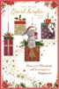 Granddaughter Christmas Card -Grey Bear  with Presents Gold Foil 9x6"