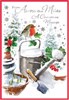 Across The Miles Christmas Card - Robin on Watering Can in Snow & Foil 7.5x5.25"