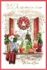 Daughter-in-Law Christmas Card - Window Seat & Wreath with Gold Foil 7.5x5.25"