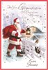 Grandson Christmas Card - Santa in Snow Robin on Gate with Foil 7.5x5.25"