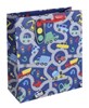 Medium Children's Gift Bag - Boy's Blue with Cars and Trucks 10x8.5"