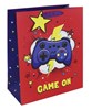 Large Gift Bag - Red Game On Games Controllers & Tag Ribbon Handle 13x10.25"