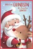 Grandson Christmas Card - Santa and Reindeer with  Foil 9 x 6"