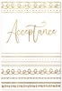 Open Acceptance Card & Envelope - White with Gold Foil Pattern & Text 7.75x5.25"