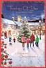 Thinking of You Christmas Card - Xmas Tree Village Scene at Night Foil 7.75x5.25