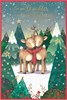 Daughter & Boyfriend Christmas Card - Reindeers in Forest with Gold Foil 9x6"