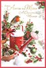 Across The Miles Christmas Card - Robin on Watering Can in Snow & Foil 7.5x5.25"