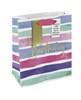 Medium Birthday Gift Bag - Pink Lilac White Stripe Silver Foil & Tag 10x8.5"