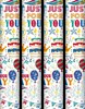 12m Birthday Gift Wrapping Paper 4x3m White with Multicoloured Balloons Cake