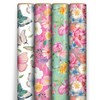 12m Floral Gift Wrapping Paper - 4 x 3m Roll's - Flower Butterfly Designs