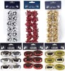 Pack of 36 Christmas Glitter Gift Bows 18 Metallic Ribbon Cops - Silver Red Gold