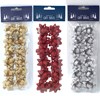 Pack of 36 Small Glitter Foil Christmas Gift Bows - Plain Red, Gold & Silver