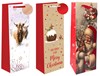 Set of 3 Christmas Wine Bottle Gift Bags & Tags Traditional Contemporary Designs