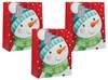 Set of 3 Medium Christmas Gift Bags with Glitter Tag - Red with Snowman
