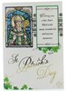 Happy St Patrick's Day Greetings Card - Stain Glass with Green Foil 7.5 x 5.25"