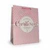 Large Christening Girl Gift Bag - Pink White Stripes and Spots 3d Letters 13x10"