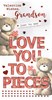 Grandson Valentine's Day Card - Bears Jigsaw Pieces Red Hearts and Foil 9x4.75"