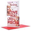 Mummy Valentine's Day Card - Brown Bears Jewel Hearts Red Foil 9x4.75"