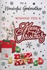 Godmother Christmas Card - Presents Baubles 3d Red Glitter Silver Foil 7.5x5.25"