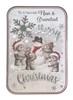 Nan & Grandad Christmas Card - Santa Bears Snowman Glitter Snowflake 7.5x5.25"