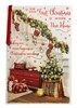 First Christmas In Your New Home Card - Stockings on Staircase Ribbon Foil 9x6"