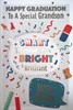 Grandson Graduation Congratulations Card - Pencils Streamers & Gold Foil 9x6.25"