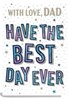 Dad Father's Day Card - Blue Spots and Stars with Gold Foil 9.75 x 6.75"