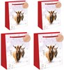 Set of 4 Christmas Gift Bags - Medium and Large Highland Cows and Gold Foil