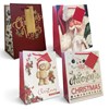 Set of 4 Small Medium Christmas Gift Bags & Tags Mixed Cute Traditional Designs