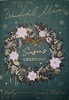 Mum Christmas Card - Green Background with Wreath and Gold Foil 7.5x5.25"
