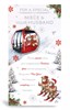 Niece & Husband Christmas Card - Bears in Cable Car with Silver Foil 9x4.75"