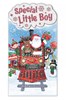 Special Little Boy Christmas Card - Santa & Friends on Express Train 9x4.75"