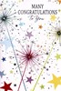 Congratulations Greetings Card - Multicoloured Stars with Silver Foil 7.5x5.25"