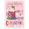 Grandma Christmas Card - Pink with 3d Attached Bear Red Mug and Foil 7.5x5.25"