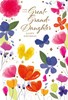 Great Granddaughter Birthday Card - Bright Flowers Butterflies & Foil 7.75x5.25"