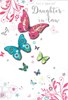 Daughter-in-Law Birthday Card - Bright Butterflies with Silver Foil 7.75x5.25"