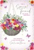Special Friend Birthday Card - Floral Hanging Basket Butterflies Foil 7.75x5.25"