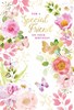 Special Friend Birthday Card - Pink Roses Flowers Butterflies & Foil 7.75x5.25"