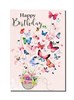 Open Female Birthday Card Multicoloured Butterflies Flower Basket Foil 7.75x5.25